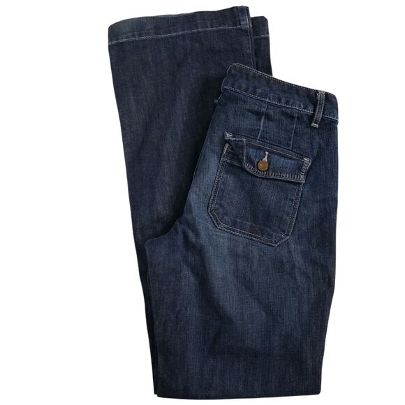 Eddie Bauer Womens Jeans Size 2 Trouser Curvy Fit Stretch Blue Denim Flap Pocket - Picture 3 of 11